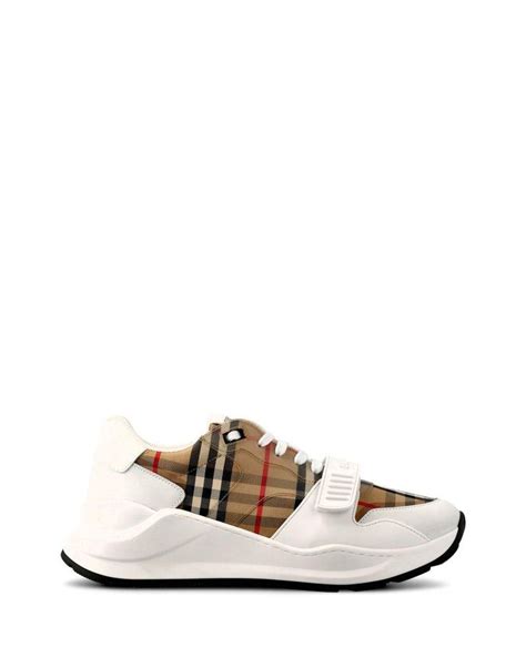 burberry perforated check sneakers|burberry panelled low top sneakers.